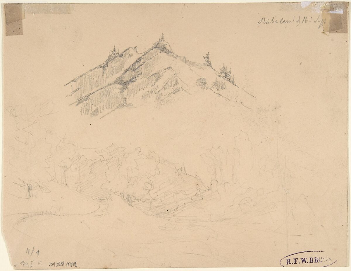 The Bode Valley with Rocks and Trees; verso: Landscape Studies, Karl Blechen (German, Cottbus 1798–1840 Berlin), Graphite, brush and gray wash