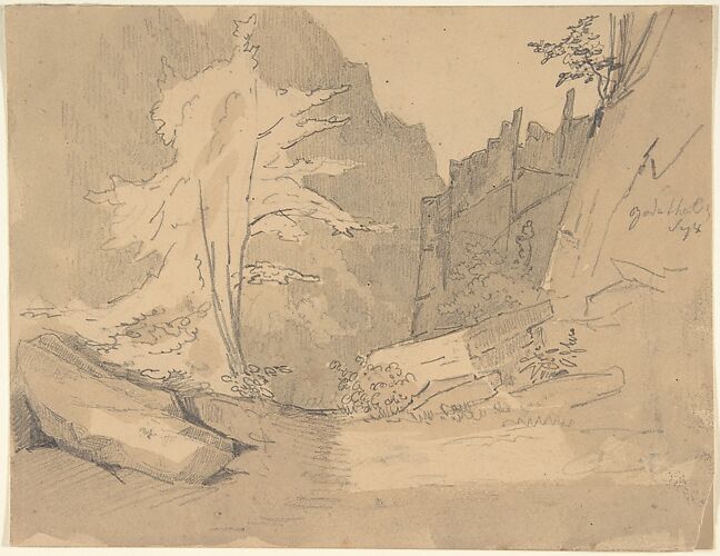 The Bode Valley with Rocks and Trees; verso: Landscape Studies