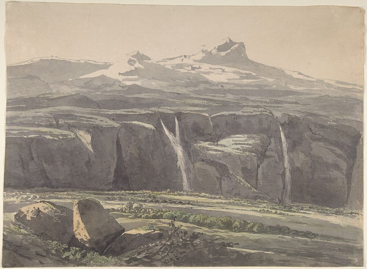 Foggy Landscape in the Apennine; verso: Sketch of Landscape, Carl Wagner (German, Rossdorf 1796–1867 Meiningen), Watercolor, over graphite; verso: graphite 