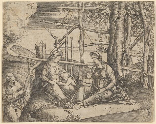 The Virgin and Child with Saint Elizabeth and John the Baptist in a landscape, St Joseph at the left