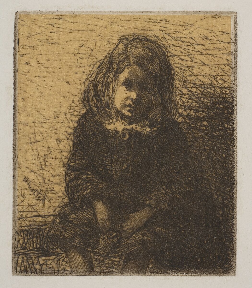 Little Arthur, James McNeill Whistler (American, Lowell, Massachusetts 1834–1903 London), Etching on tan (darkened) chine on white wove paper (chine  collé); fourth state of four (Glasgow) 
