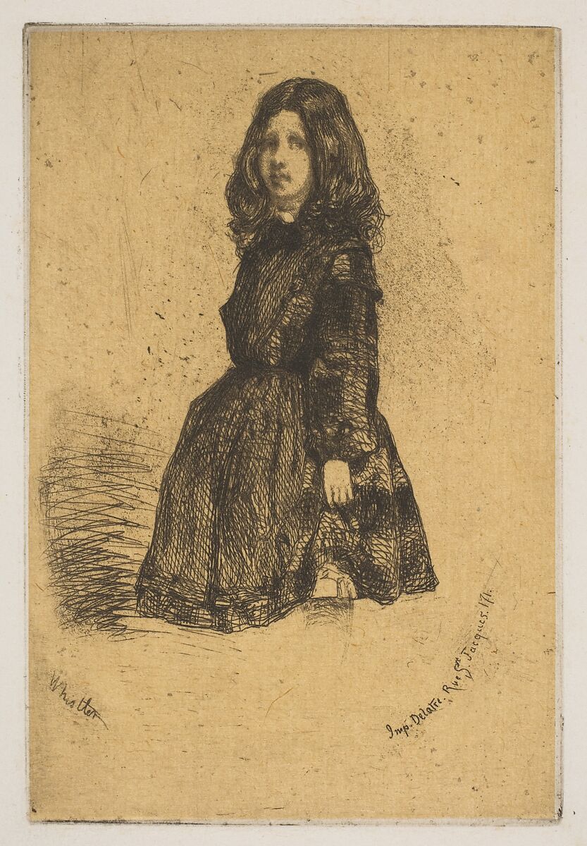 Annie, James McNeill Whistler (American, Lowell, Massachusetts 1834–1903 London), Etching on tan (darkened) chine mounted on white wove paper (chine collé); fourth state of seven (Glasgow) 