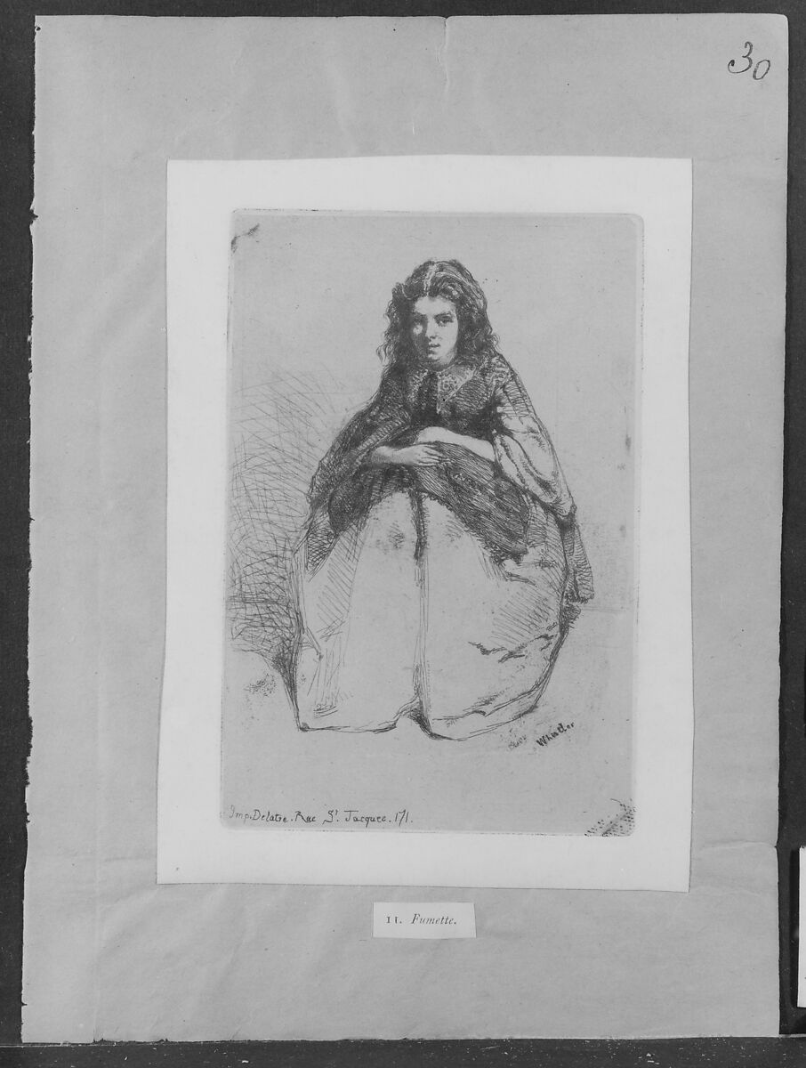 Fumette, James McNeill Whistler (American, Lowell, Massachusetts 1834–1903 London), Etching on tan chine on off-white wove paper (chine collé); fifth state of five (Glasgow)