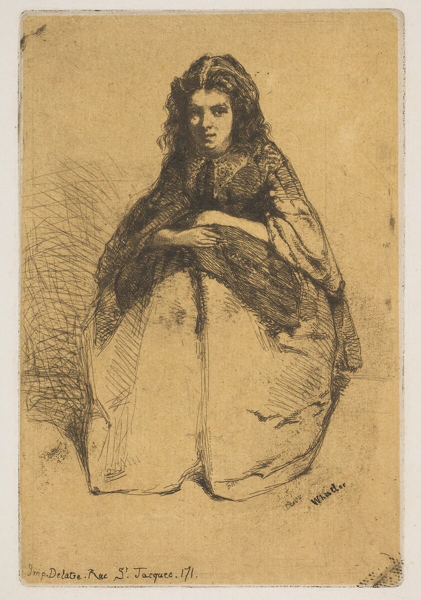 Fumette, James McNeill Whistler (American, Lowell, Massachusetts 1834–1903 London), Etching on tan chine on off-white wove paper (chine collé); fifth state of five (Glasgow) 