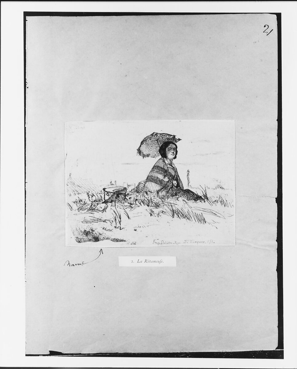 En plein soleil, James McNeill Whistler (American, Lowell, Massachusetts 1834–1903 London), Etching on tan chine on white wove paper (chine collé); third state of three (Glasgow)