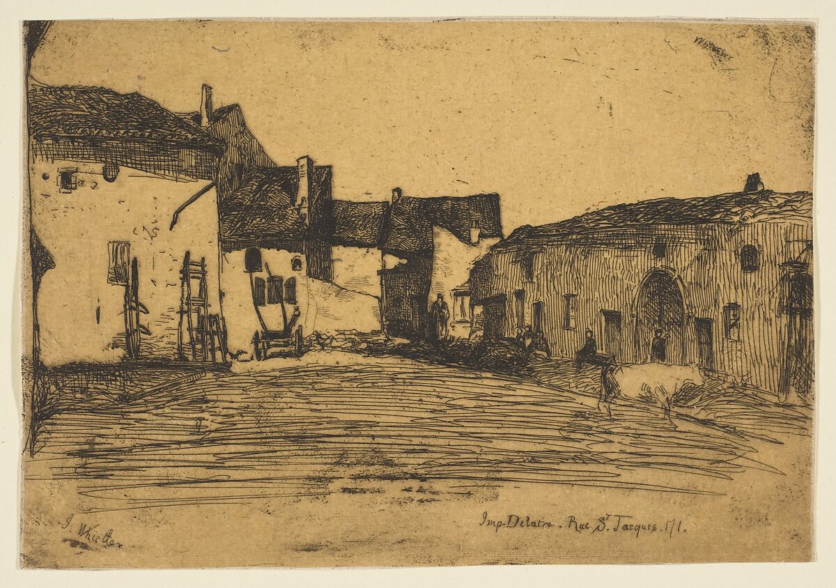 Liverdun, James McNeill Whistler (American, Lowell, Massachusetts 1834–1903 London), Etching on tan chine on off-white wove paper (chine collé); third state of three (Glasgow) 