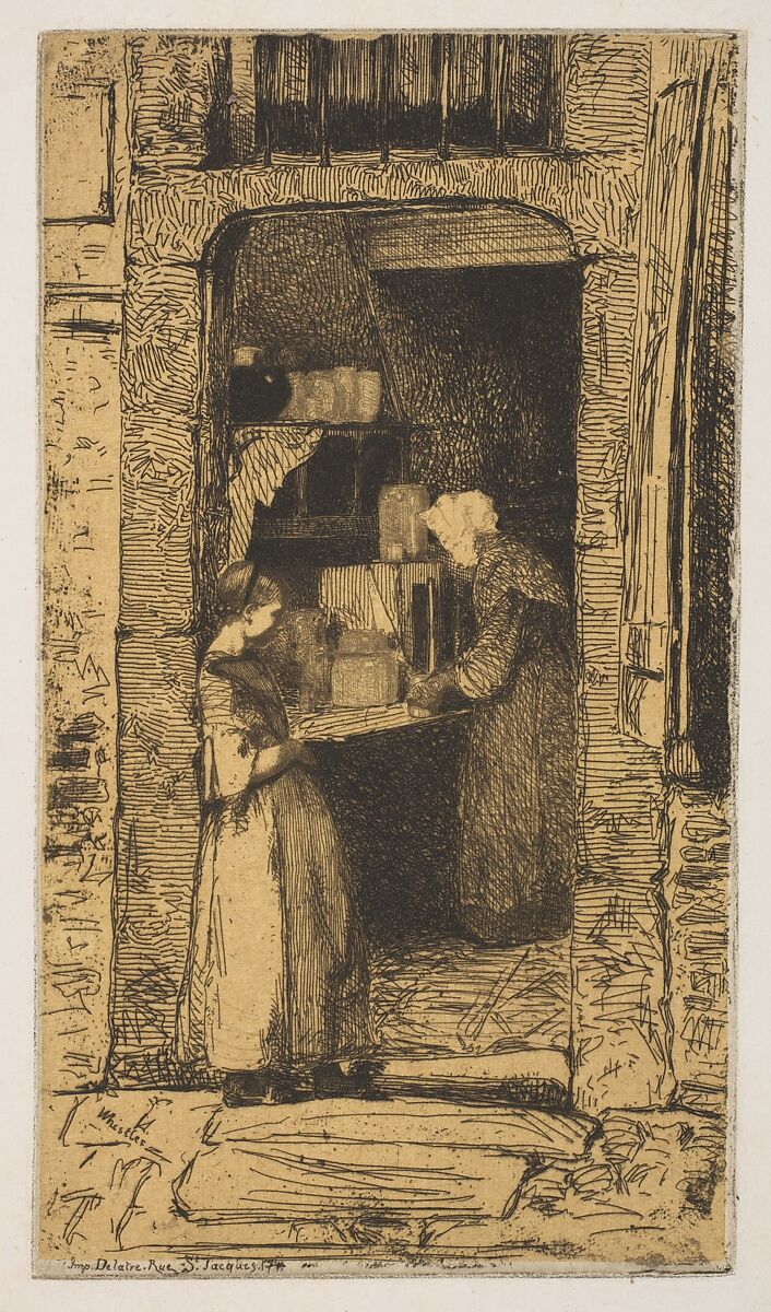 La Marchande de moutarde, James McNeill Whistler (American, Lowell, Massachusetts 1834–1903 London), Etching on tan chine on white wove paper (chine collé); third state of five (Glasgow) 