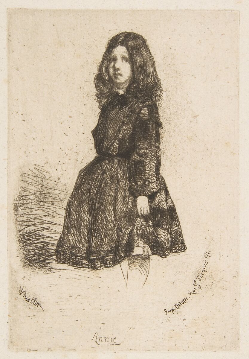 Annie, James McNeill Whistler (American, Lowell, Massachusetts 1834–1903 London), Etching, printed in black ink on fibrous ivory laid paper; sixth state of seven (Glasgow) 
