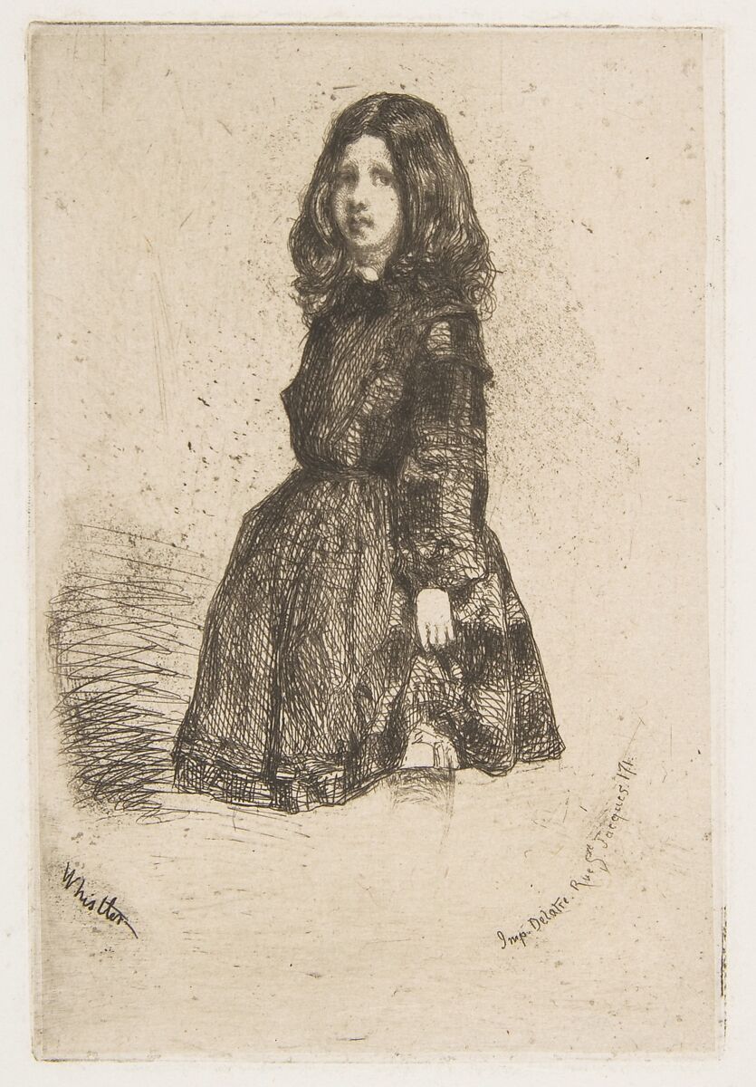 Annie, James McNeill Whistler (American, Lowell, Massachusetts 1834–1903 London), Etching, printed in black ink on tan chine on off-white wove paper (chine collé); fourth state of seven (Glasgow) 