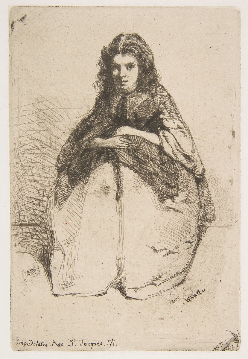 Fumette, James McNeill Whistler (American, Lowell, Massachusetts 1834–1903 London), Etching, printed in black ink on gray chine on off-white wove paper (chine collé);  fifth state of five (Glasgow) 