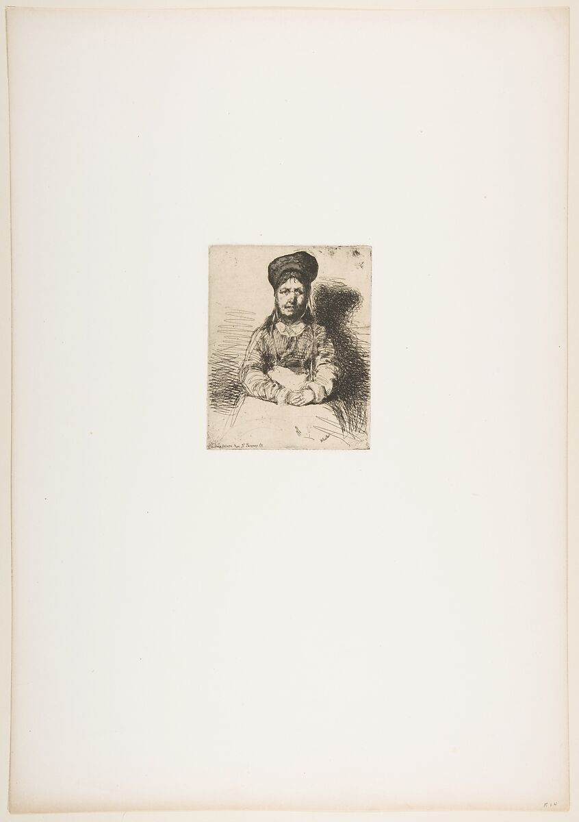 La Rétameuse, James McNeill Whistler (American, Lowell, Massachusetts 1834–1903 London), Etching, printed in black ink on gray chine on off-white wove paper (chine collé); second state of two (Glasgow)