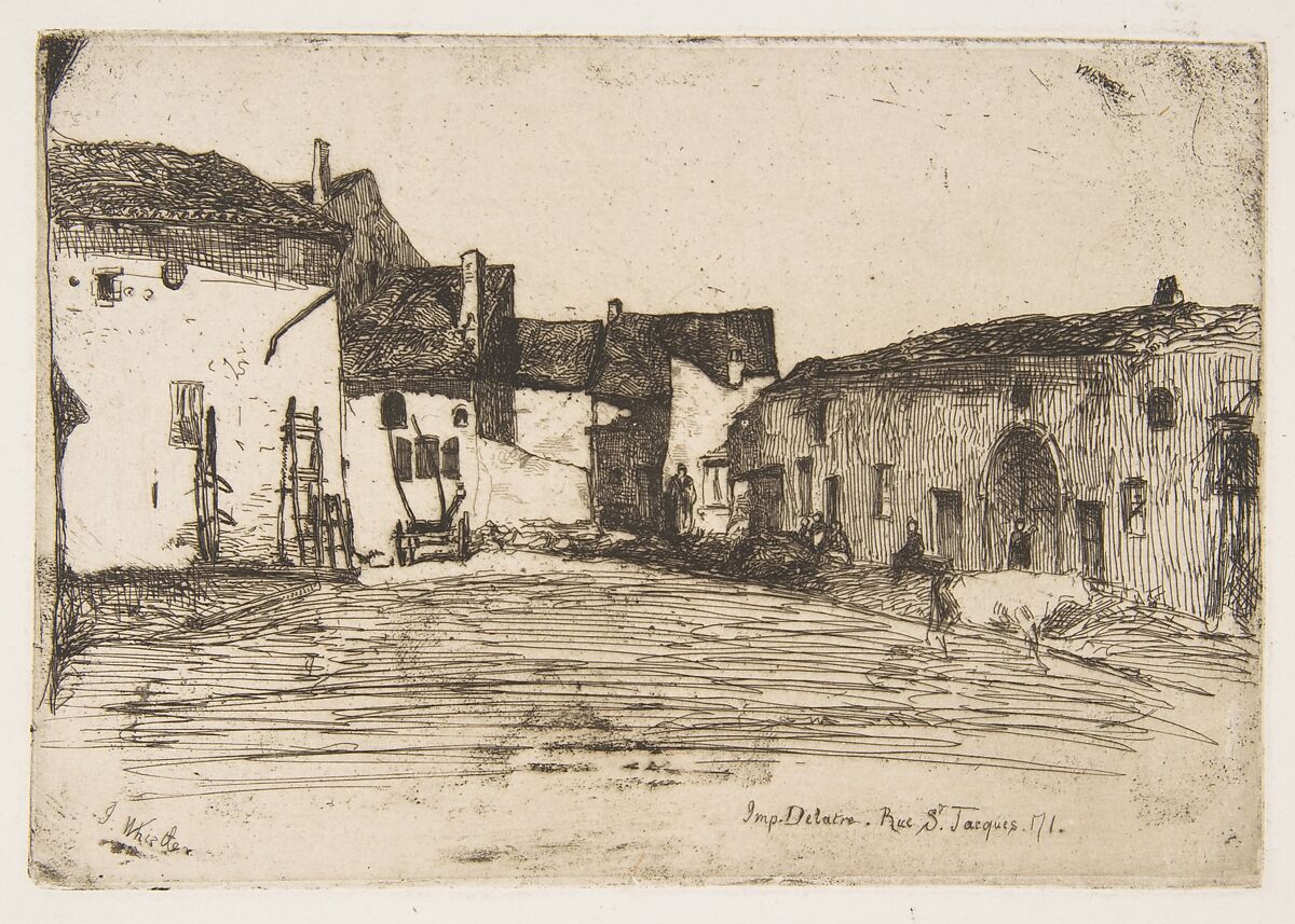 Liverdun, James McNeill Whistler (American, Lowell, Massachusetts 1834–1903 London), Etching, printed in black ink on gray chine on off-white wove paper (chine collé); third state of three (Glasgow) 