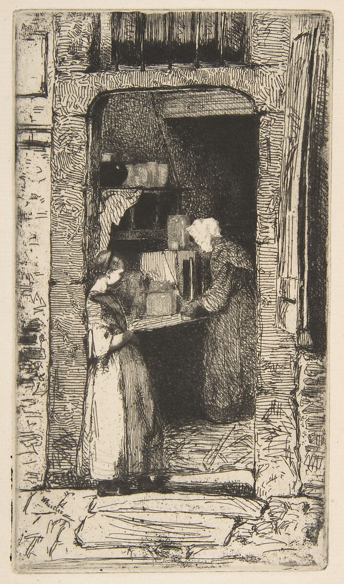 La Marchande de moutarde, James McNeill Whistler (American, Lowell, Massachusetts 1834–1903 London), Etching, printed in black ink on cream laid paper; fifth state of five (Glasgow) 