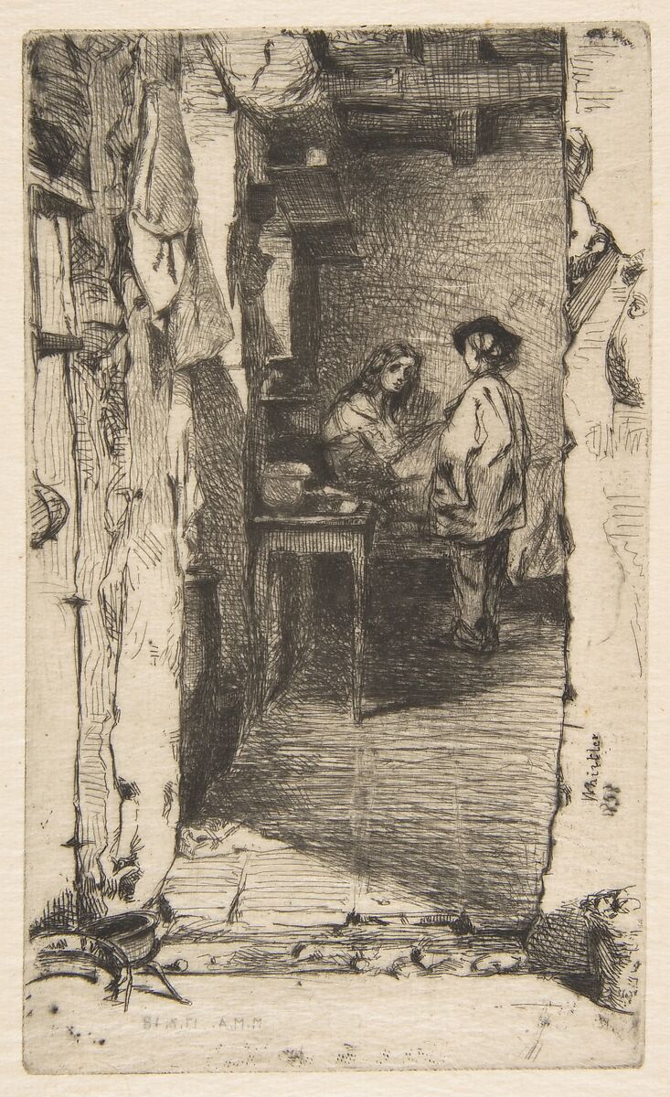 The Rag Gatherers (Rag Pickers, Quartier Mouffetard, Paris), James McNeill Whistler (American, Lowell, Massachusetts 1834–1903 London), Etching and drypoint, printed in black ink on extremely fine Japan paper; fifth state of five (Glasgow) 