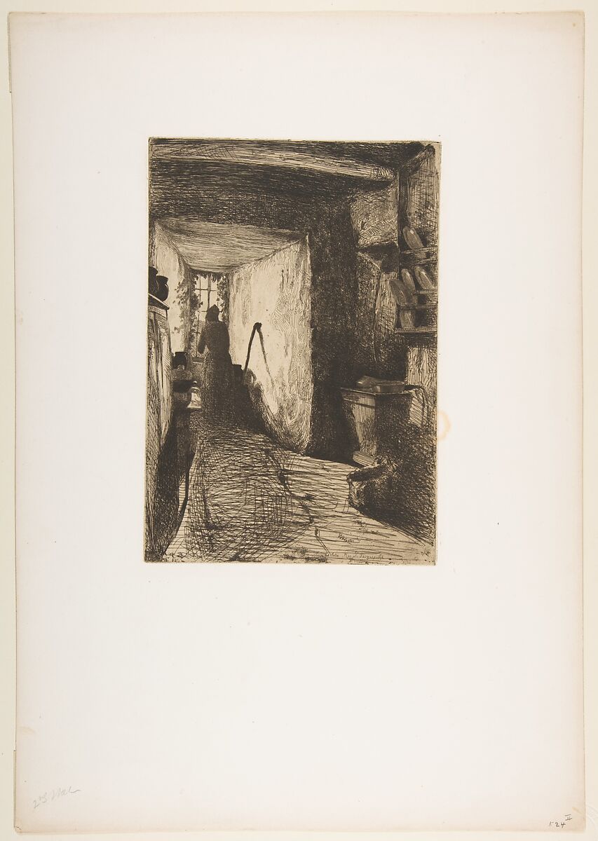 The Kitchen, James McNeill Whistler (American, Lowell, Massachusetts 1834–1903 London), Etching, printed in dark brown ink on buff chine on off-white wove paper (chine collé); second state of three (Glasgow)