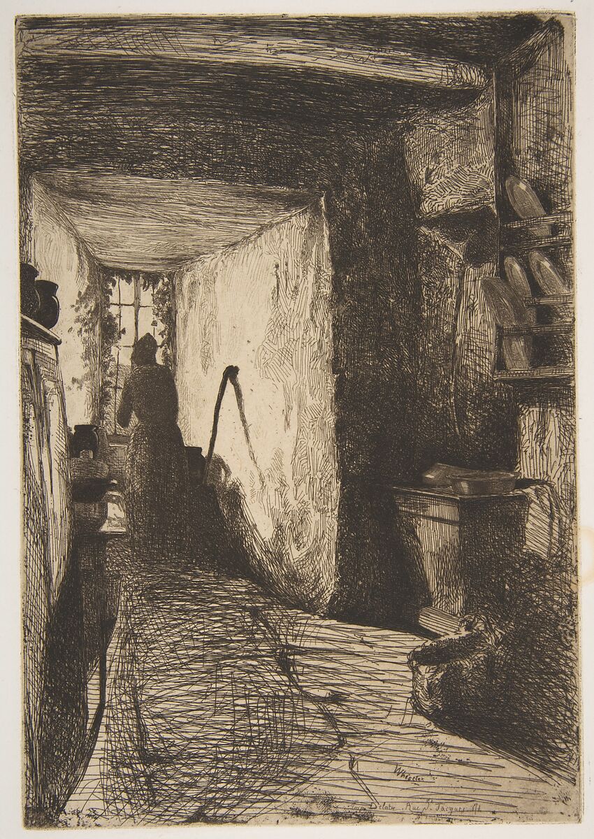 The Kitchen, James McNeill Whistler (American, Lowell, Massachusetts 1834–1903 London), Etching, printed in dark brown ink on buff chine on off-white wove paper (chine collé); second state of three (Glasgow) 