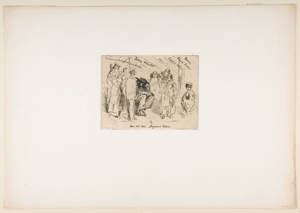 Title to the French Set, James McNeill Whistler (American, Lowell, Massachusetts 1834–1903 London), Etching, printed in black ink on gray chine on off-white wove paper (chine collé); only state (Glasgow)