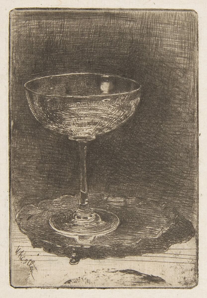 The Wine Glass, James McNeill Whistler (American, Lowell, Massachusetts 1834–1903 London), Etching, printed in dark brownish-black ink on fibrous laid Japan; second state of two (Glasgow) 