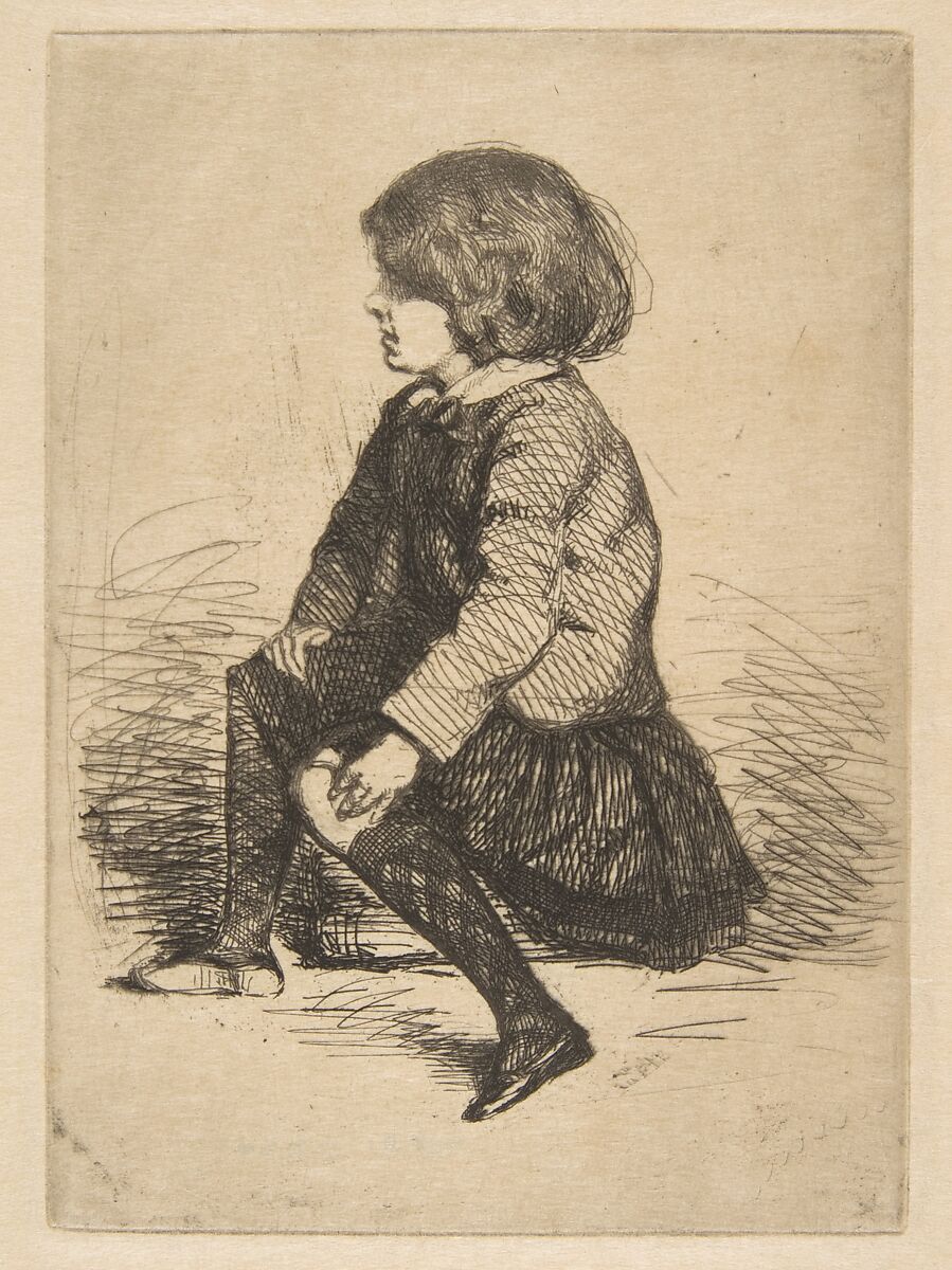 Seymour Seated, James McNeill Whistler (American, Lowell, Massachusetts 1834–1903 London), Etching, printed in black ink on fine buff Japan; third state of three (Glasgow) 