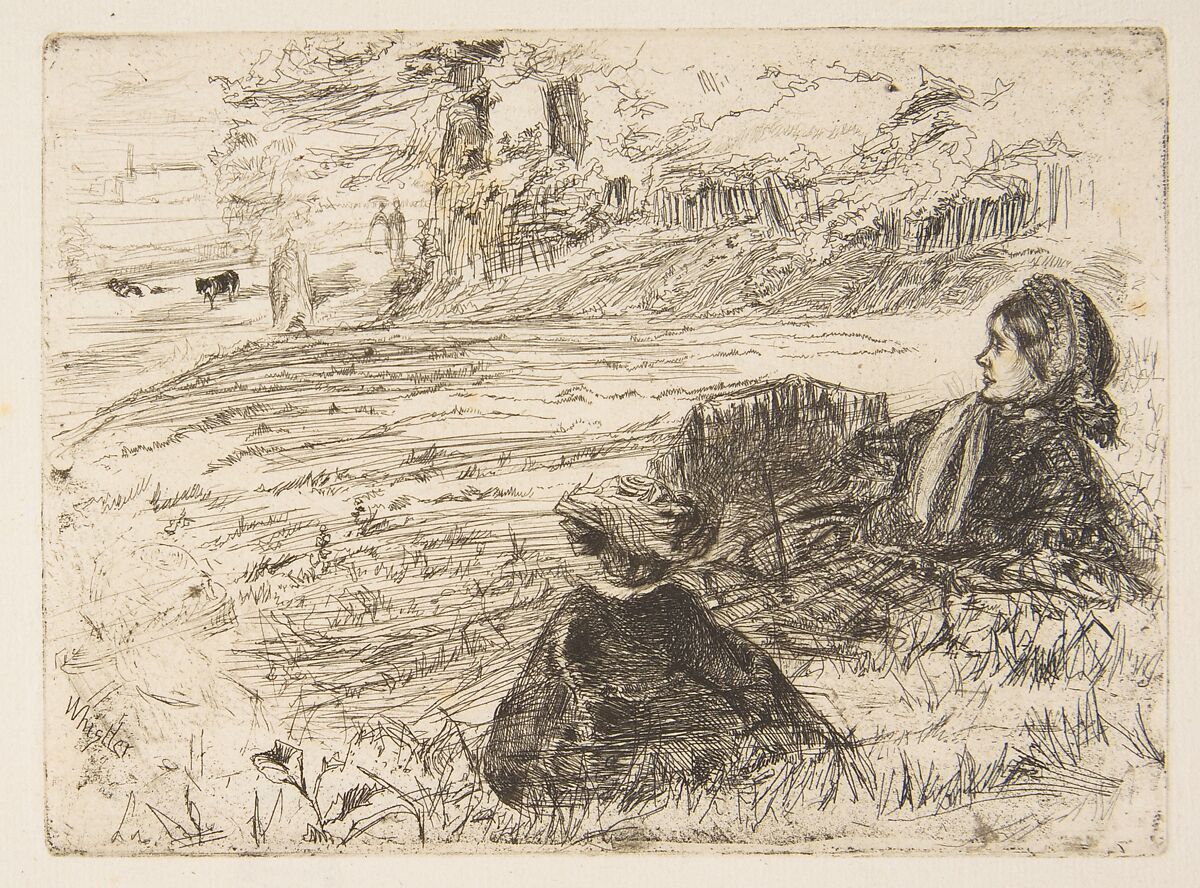 Nursemaid and Child, James McNeill Whistler (American, Lowell, Massachusetts 1834–1903 London), Etching and drypoint, printed in black ink on fine cream antique laid paper; second state of two (Glasgow) 
