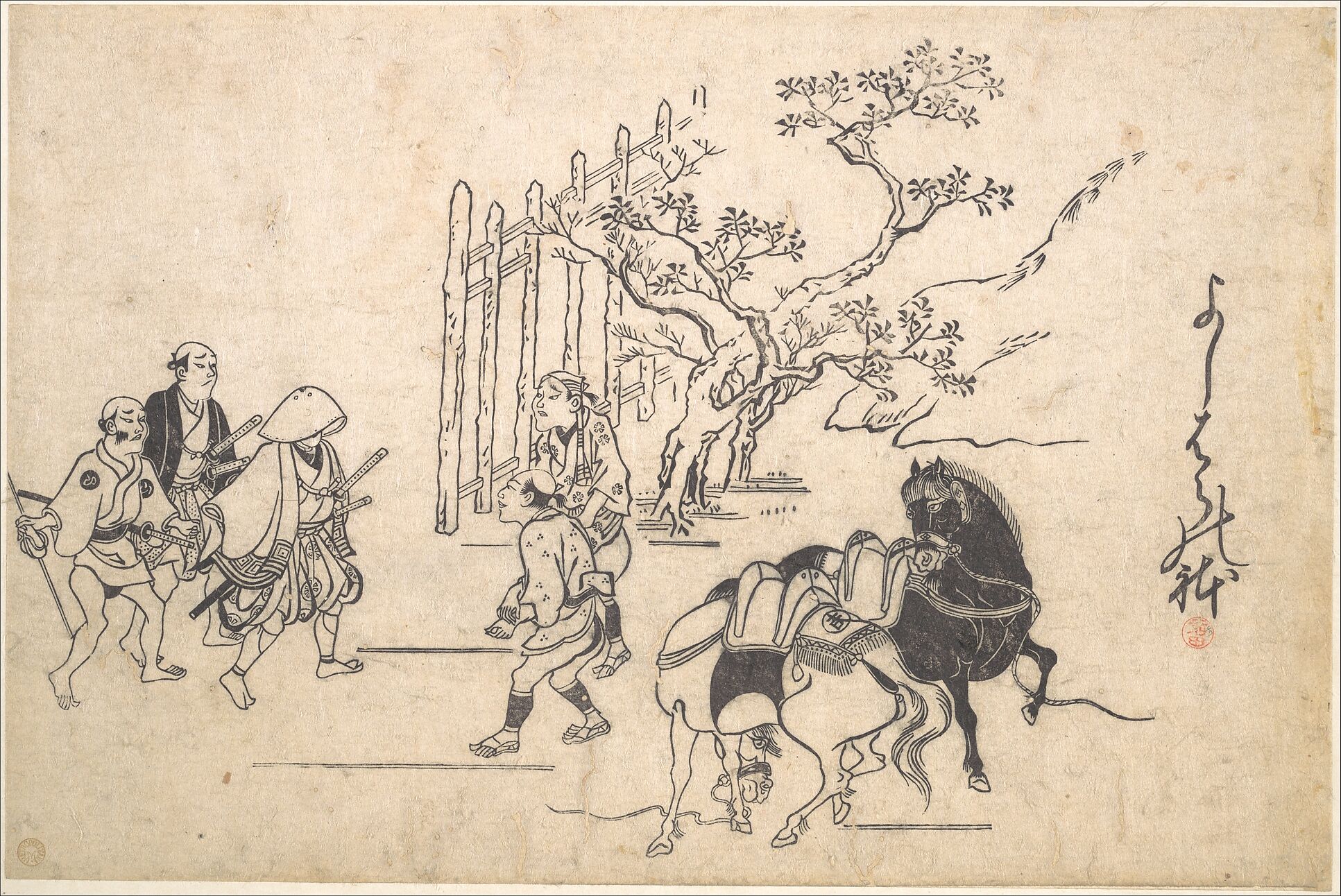 Hishikawa Moronobu - Two Young Samurai - Japan - Edo period (1615