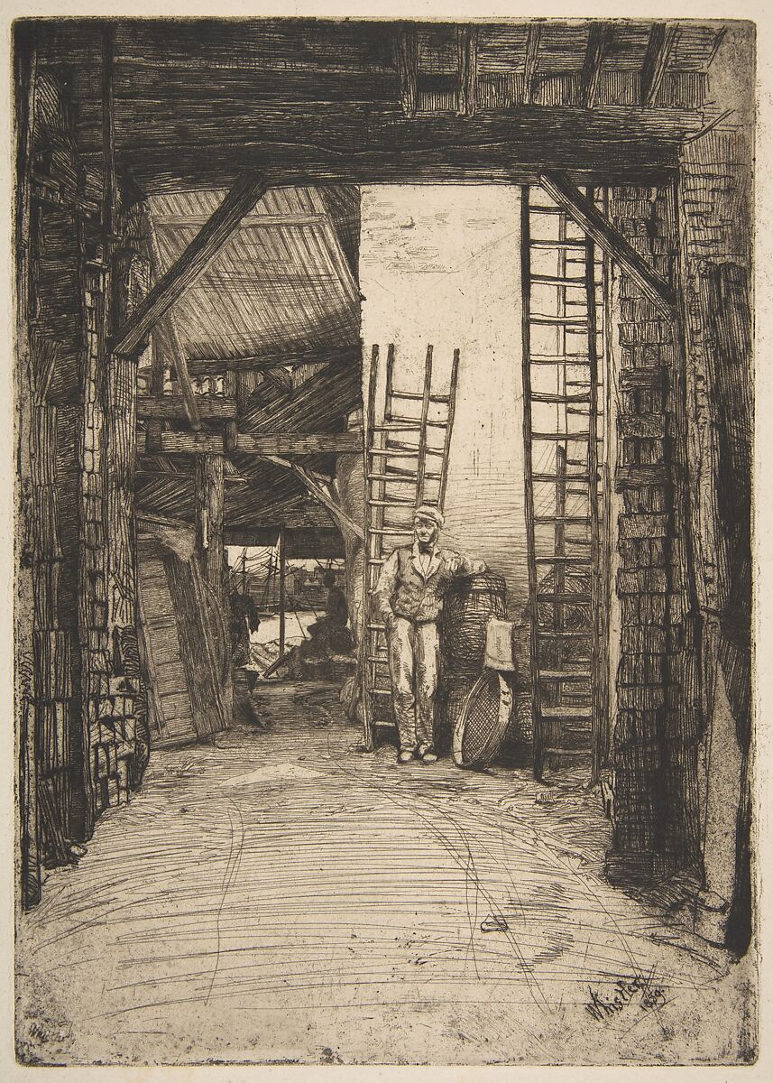 The Lime-Burner (W. Jones, Lime-Burner, Thames Street), James McNeill Whistler (American, Lowell, Massachusetts 1834–1903 London), Etching and drypoint, warm black ink on ivory wove paper; first state of two (Glasgow) 