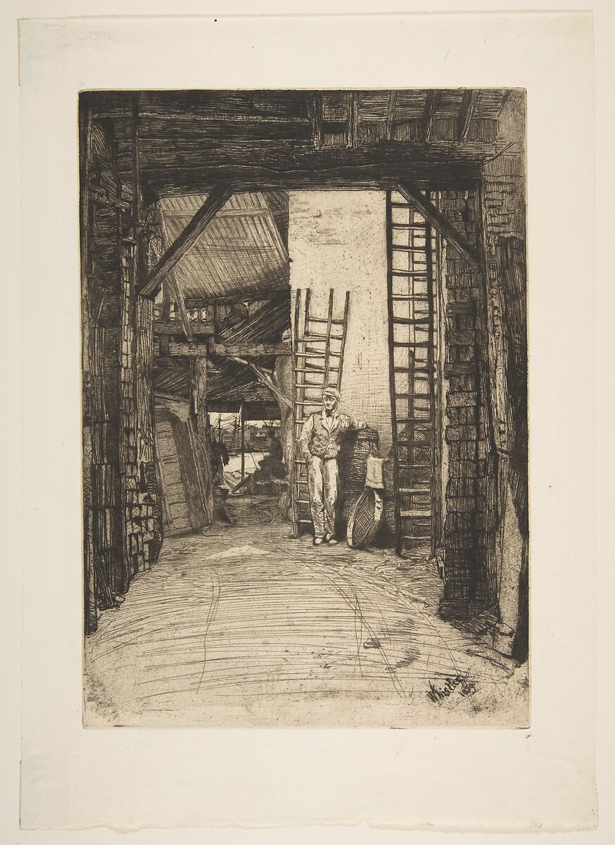 The Lime-Burner (W. Jones, Lime-Burner, Thames Street), James McNeill Whistler (American, Lowell, Massachusetts 1834–1903 London), Etching and drypoint, black ink on fine ivory laid paper; second state of two (Glasgow)
