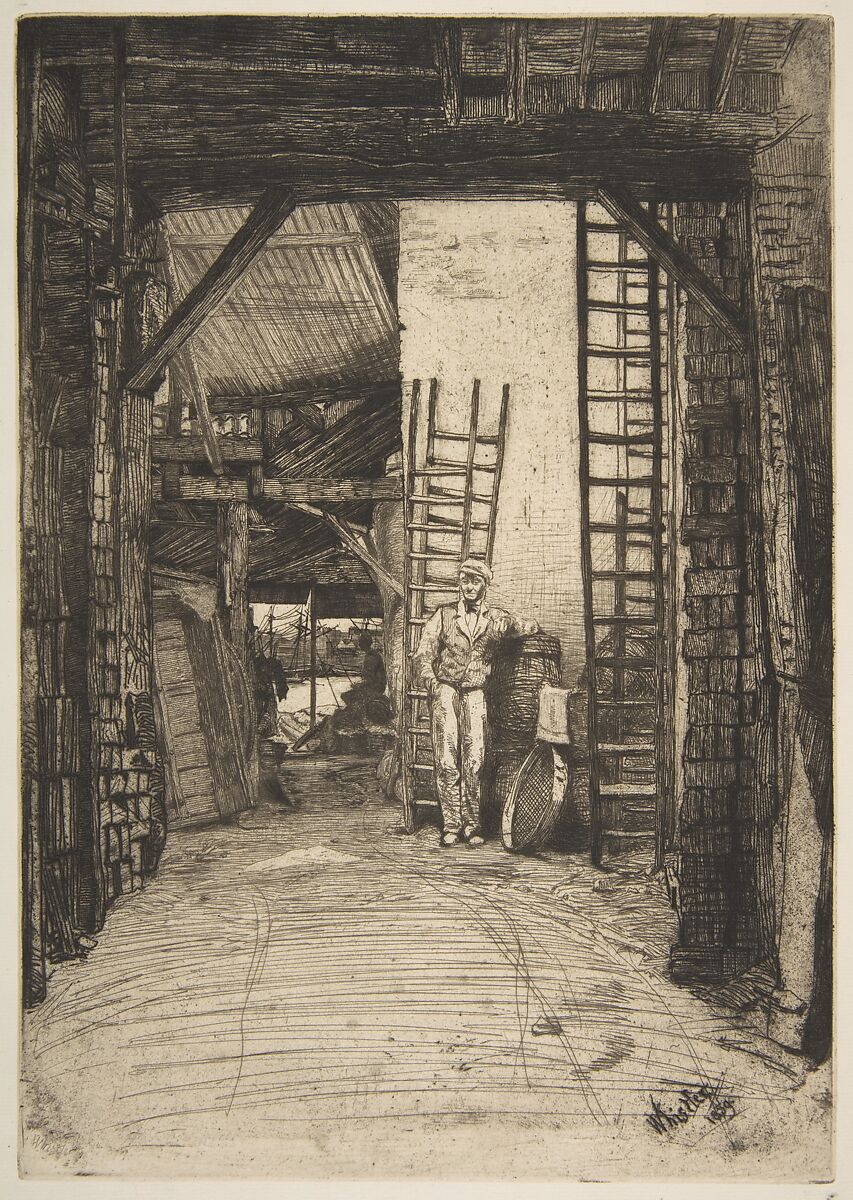 The Lime-Burner (W. Jones, Lime-Burner, Thames Street), James McNeill Whistler (American, Lowell, Massachusetts 1834–1903 London), Etching and drypoint, black ink on fine ivory laid paper; second state of two (Glasgow) 