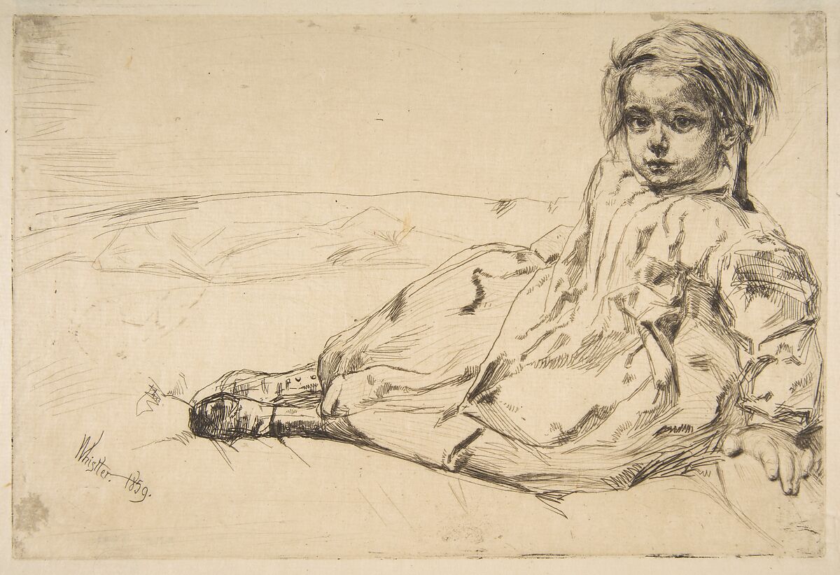 Bibi Valentin, James McNeill Whistler (American, Lowell, Massachusetts 1834–1903 London), Etching and drypoint, black ink on fine ivory laid Japan; second state of two, from the damaged plate (Glasgow) 