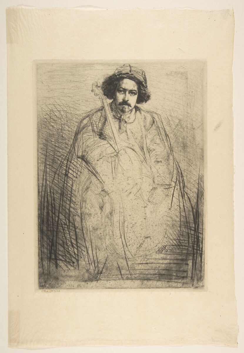 Becquet (J. Becquet, Sculptor), James McNeill Whistler (American, Lowell, Massachusetts 1834–1903 London), Etching and drypoint, printed in black ink on ivory tissue-weight Japan; sixth state of six (Glasgow)