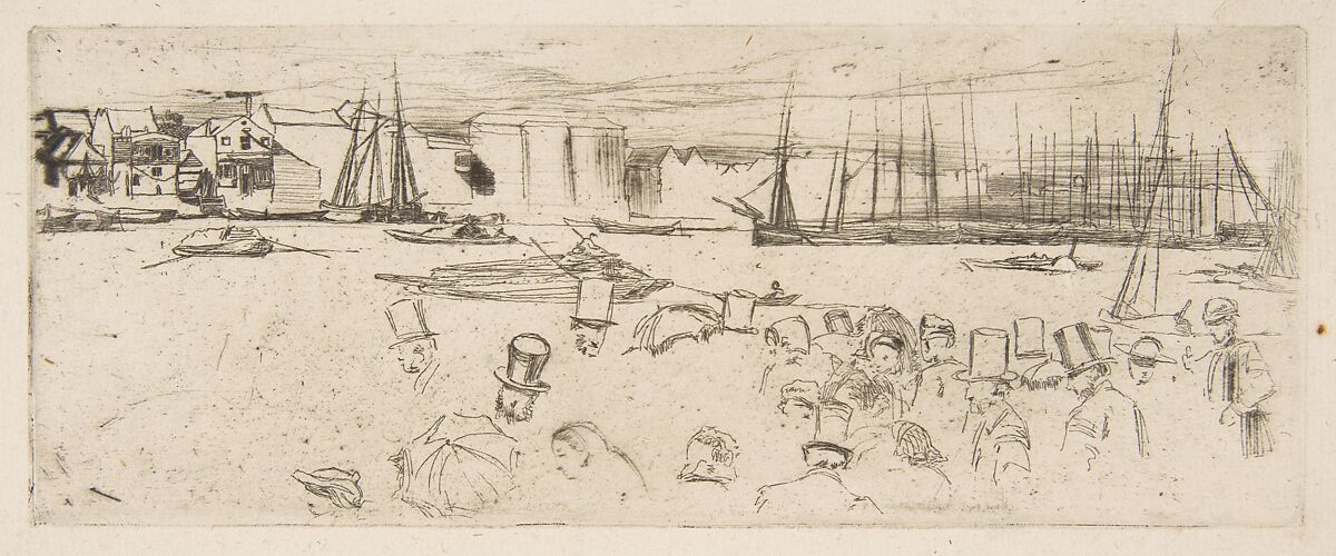 The Penny Boat (Penny Passengers, Limehouse), James McNeill Whistler (American, Lowell, Massachusetts 1834–1903 London), Etching and drypoint, printed in black ink on cream laid paper removed from an old book; second state of two (Glasgow) 