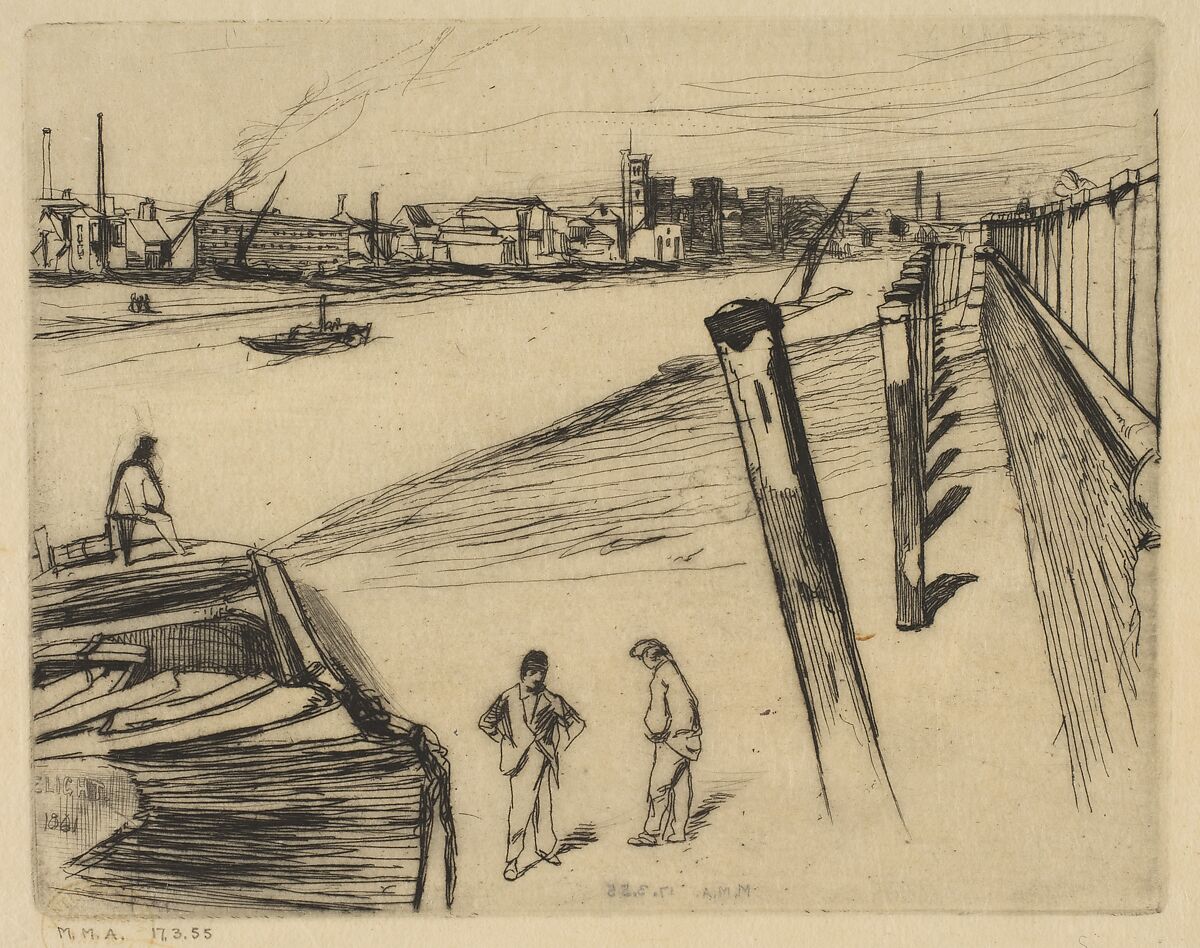 Millbank, James McNeill Whistler (American, Lowell, Massachusetts 1834–1903 London), Etching and drypoint, printed in black ink on ivory laid Japan; fifth state of five 