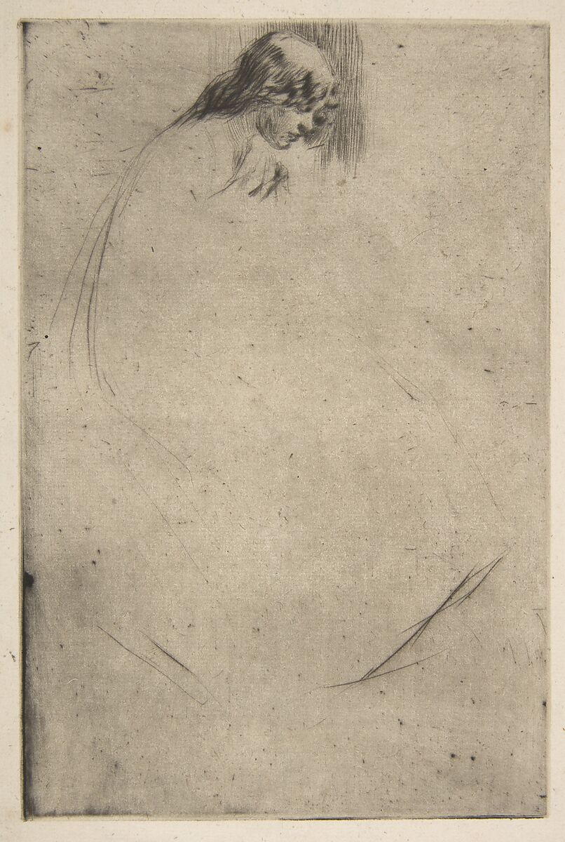 Jo's Bent Head, James McNeill Whistler (American, Lowell, Massachusetts 1834–1903 London), Drypoint, printed in black ink on a full sheet of off-white laid paper; third state of three (Glasgow) 