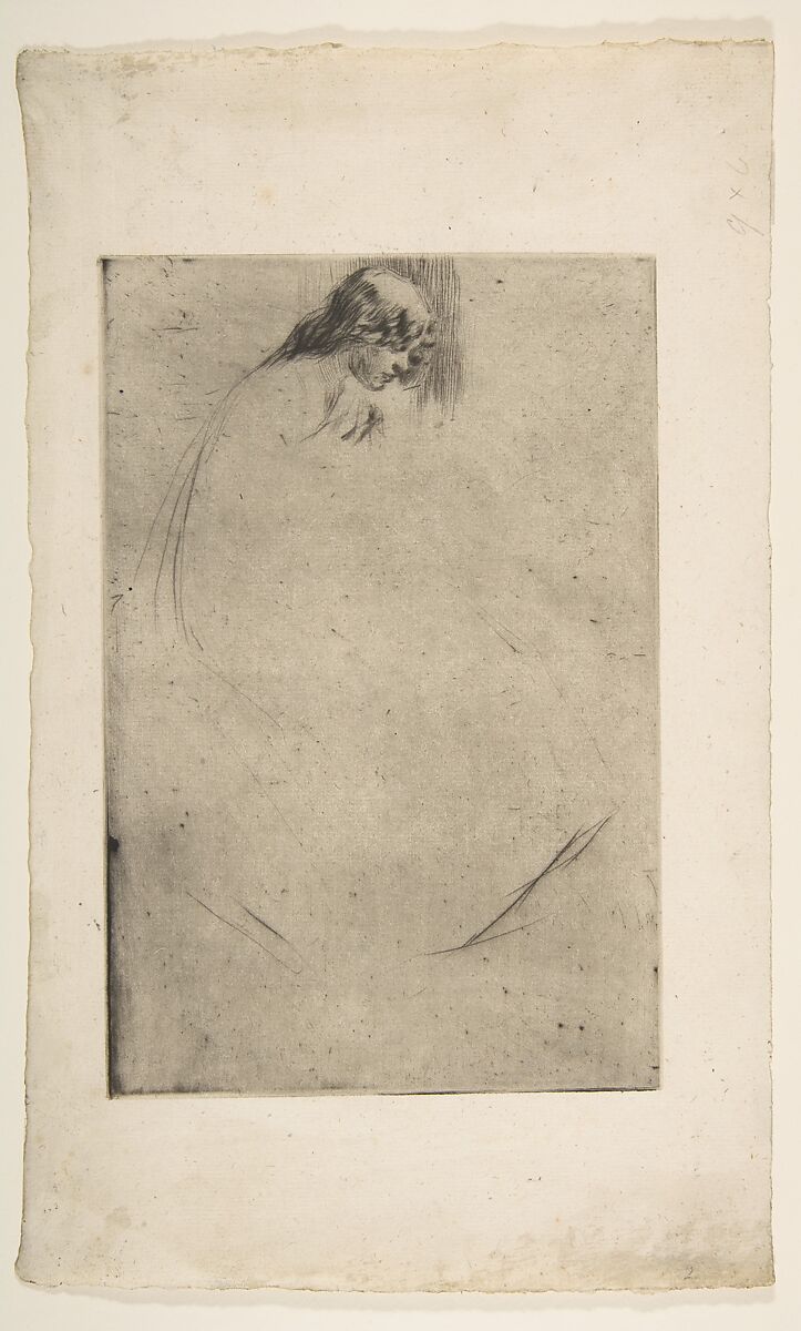 Jo's Bent Head, James McNeill Whistler (American, Lowell, Massachusetts 1834–1903 London), Drypoint, printed in black ink on a full sheet of off-white laid paper; third state of three (Glasgow)