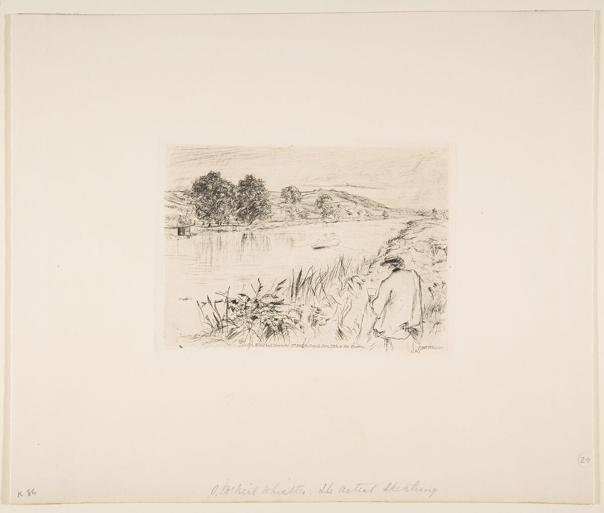 Sketching, No. 1, James McNeill Whistler (American, Lowell, Massachusetts 1834–1903 London), Etching and drypoint on cream chine mounted on ivory wove (chine collé); fourth state of six (Glasgow)
