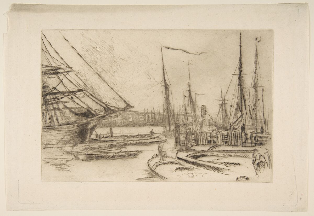 A Sketch from Billingsgate (From Billingsgate), James McNeill Whistler (American, Lowell, Massachusetts 1834–1903 London), Drypoint, printed in black ink on ivory laid paper; seventh state of eight (Glasgow)