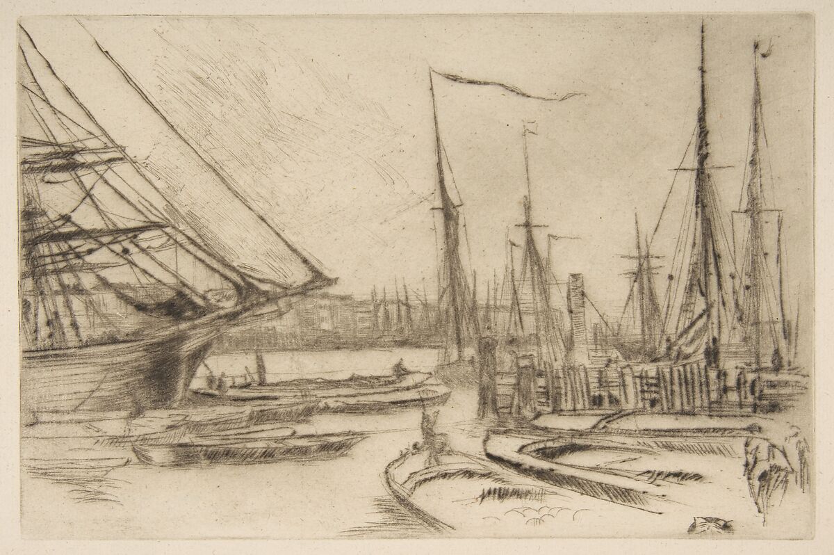 A Sketch from Billingsgate (From Billingsgate), James McNeill Whistler (American, Lowell, Massachusetts 1834–1903 London), Drypoint, printed in black ink on ivory laid paper; seventh state of eight (Glasgow) 