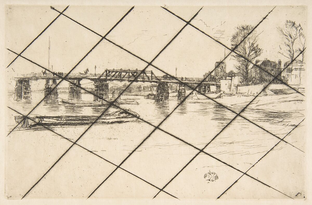 Fulham (Chelsea), James McNeill Whistler (American, Lowell, Massachusetts 1834–1903 London), Etching and drypoint, printed in black ink on ivory wove paper, from cancelled plate; after fifth state of five (Glasgow) 