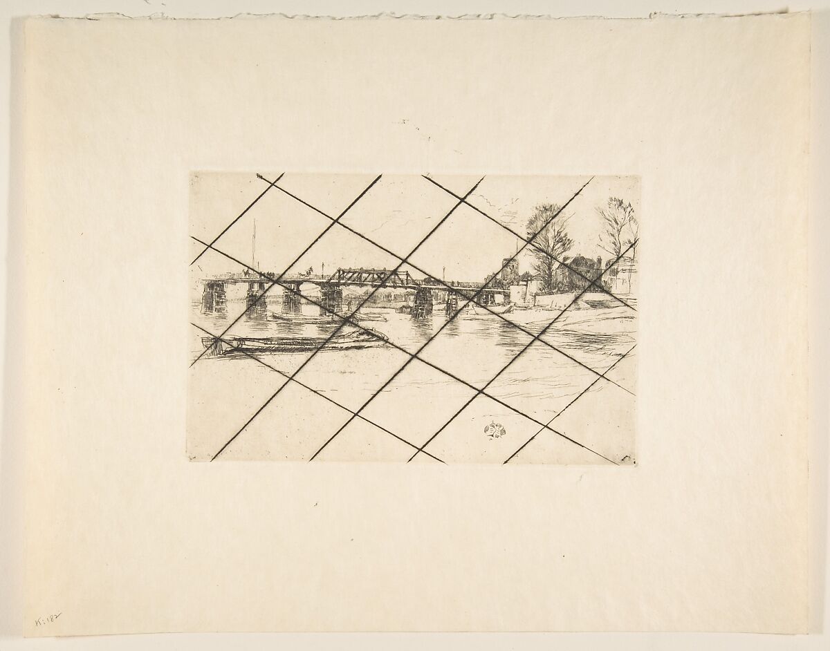 Fulham (Chelsea), James McNeill Whistler (American, Lowell, Massachusetts 1834–1903 London), Etching and drypoint, printed in black ink on ivory wove paper, from cancelled plate; after fifth state of five (Glasgow)