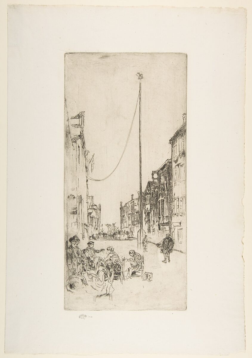 The Mast (The Venetian Mast), James McNeill Whistler (American, Lowell, Massachusetts 1834–1903 London), Etching and drypoint, printed in black ink on heavy laid ivory paper; sixth state of twelve (Glasgow)