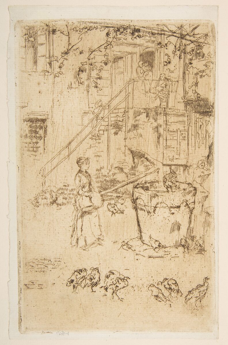 Turkeys, James McNeill Whistler (American, Lowell, Massachusetts 1834–1903 London), Etching and drypoint, printed in brown ink on medium weight ivory laid paper (drum mounted); first state of two (Glasgow) 