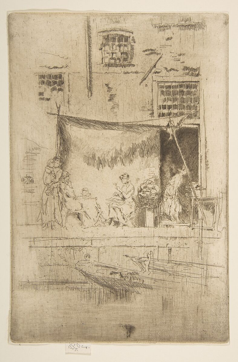 Fruit Stall, James McNeill Whistler (American, Lowell, Massachusetts 1834–1903 London), Etching and drypoint, printed in black ink on medium weight ivory laid paper; eighth state of twenty-one (Glasgow) 