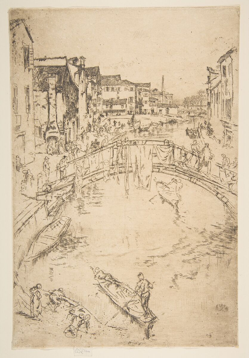 The Bridge, Santa Marta, James McNeill Whistler (American, Lowell, Massachusetts 1834–1903 London), Etching and drypoint, printed in dark brownish-black ink on medium weight ivory laid paper; ninth state of nine (Glasgow) 
