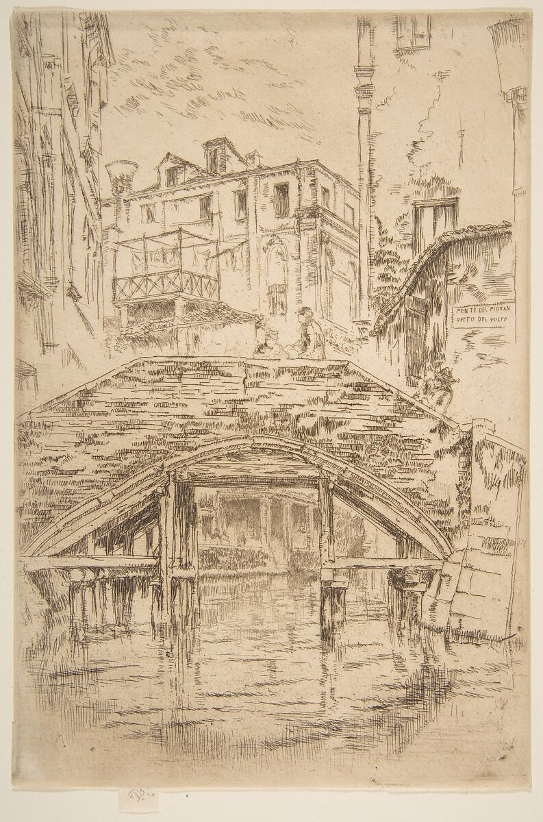 Ponte del Piovan, James McNeill Whistler (American, Lowell, Massachusetts 1834–1903 London), Etching and drypoint, printed in brownish-black ink on very fine ivory laid paper; fifth state of six (Glasgow) 