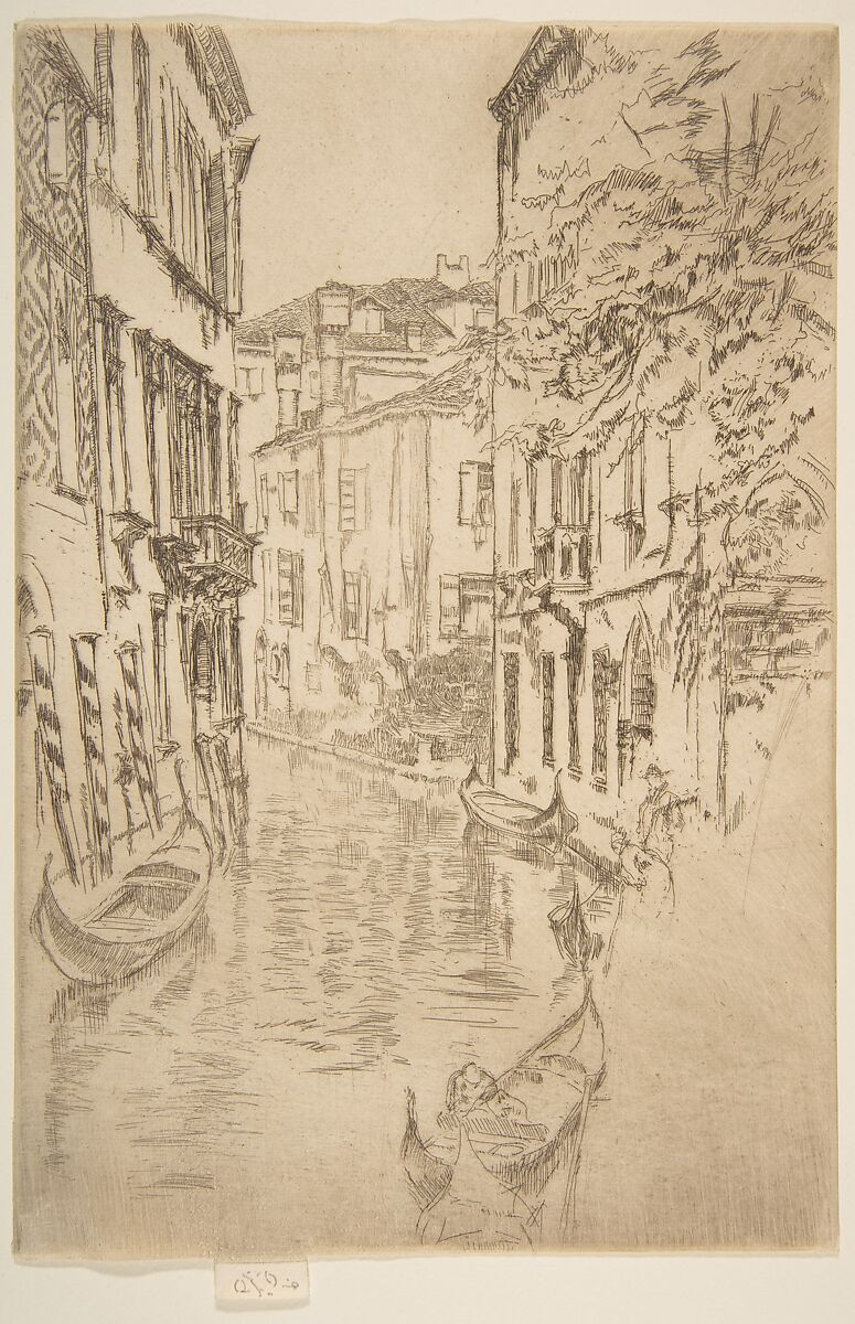 Quiet Canal, James McNeill Whistler (American, Lowell, Massachusetts 1834–1903 London), Etching and drypoint, printed in brown ink on very fine laid paper; fourth state of four (Glasgow) 