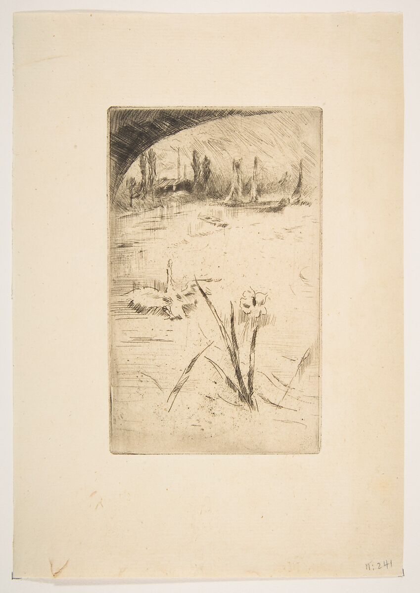 Swan and Iris (sketch after Cecil Lawson's "Swan and Iris"), James McNeill Whistler (American, Lowell, Massachusetts 1834–1903 London), Etching and drypoint, printed in black ink on medium weight ivory laid paper; fourth state of six (Glasgow)