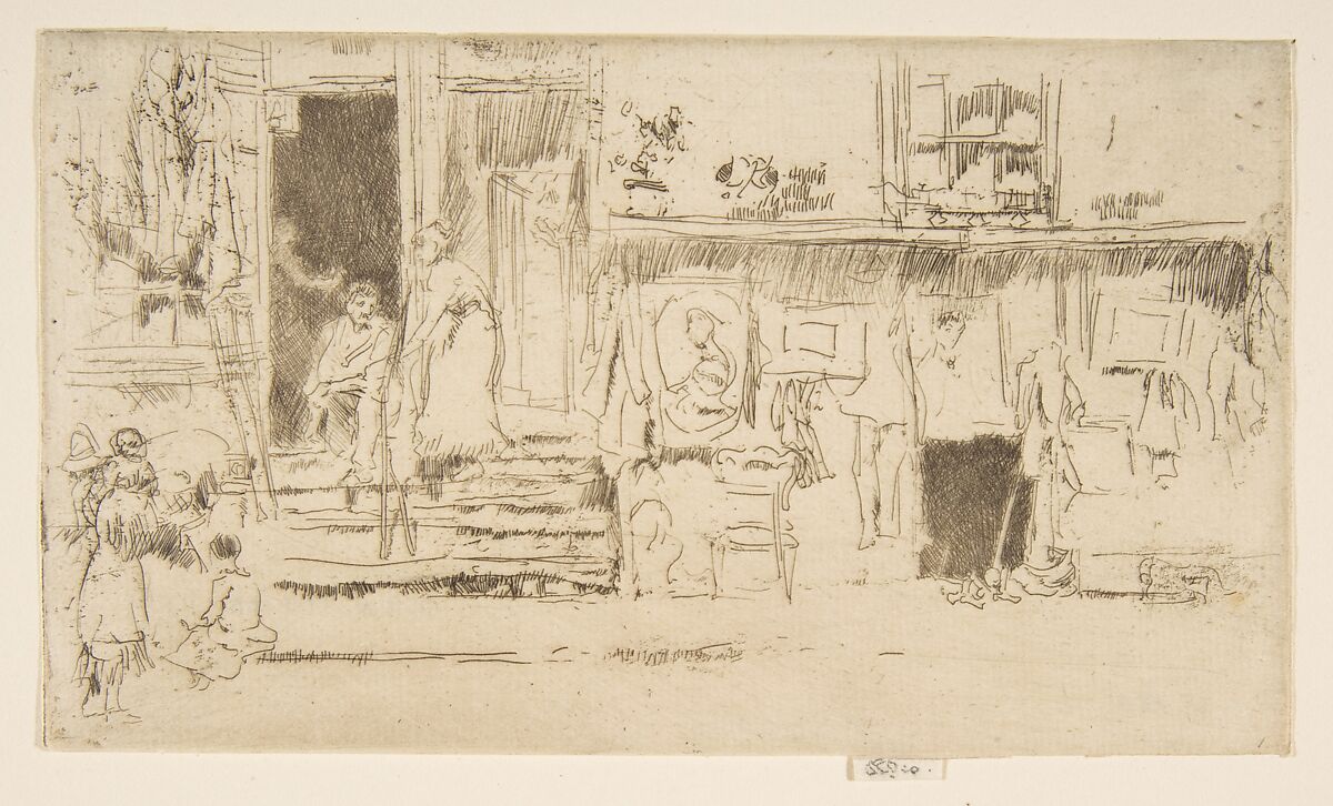 Old-Clothes Shop, No. 2 (Rag Shop), James McNeill Whistler (American, Lowell, Massachusetts 1834–1903 London), Etching and drypoint, printed in dark brown ink on ivory laid paper; third state of three (Glasgow) 