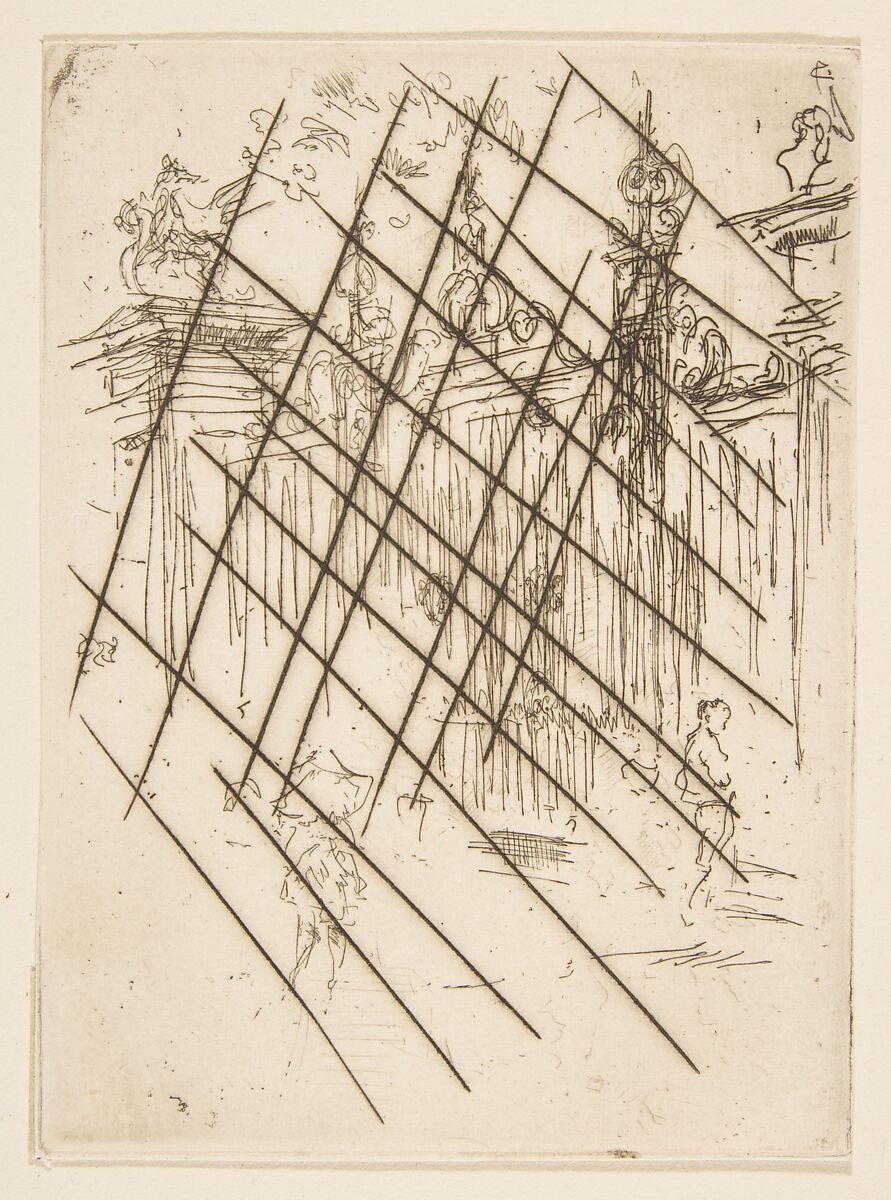 Gates, City, London, James McNeill Whistler (American, Lowell, Massachusetts 1834–1903 London), Etching, printed in black ink on heavy off-white wove; impression from the cancelled plate (Glasgow) 