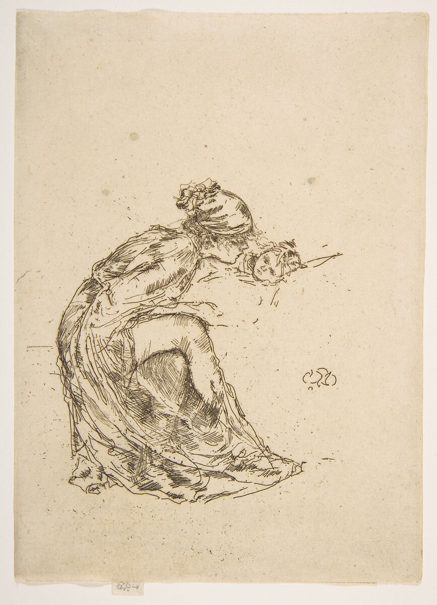 Cameo, No. 1 (Mother and Child), James McNeill Whistler (American, Lowell, Massachusetts 1834–1903 London), Etching, printed in black ink on dark ivory laid paper; only state (Glasgow) 