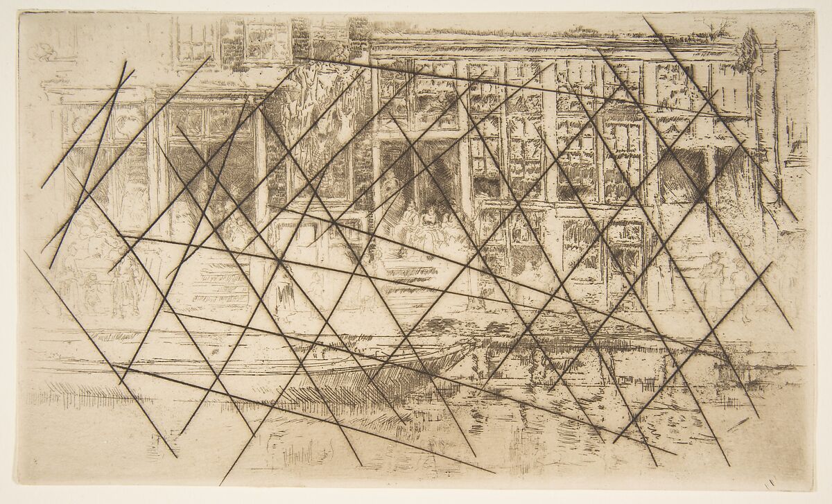 Jews' Quarter, Amsterdam, James McNeill Whistler (American, Lowell, Massachusetts 1834–1903 London), Etching, printed in black ink on heavy ivory wove paper; impression from cancelled plate, only state (Glasgow) 